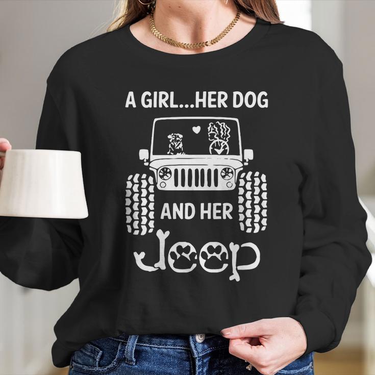 A Girl Her Dog And Her Jeep Long Sleeve T-Shirt Gifts for Her