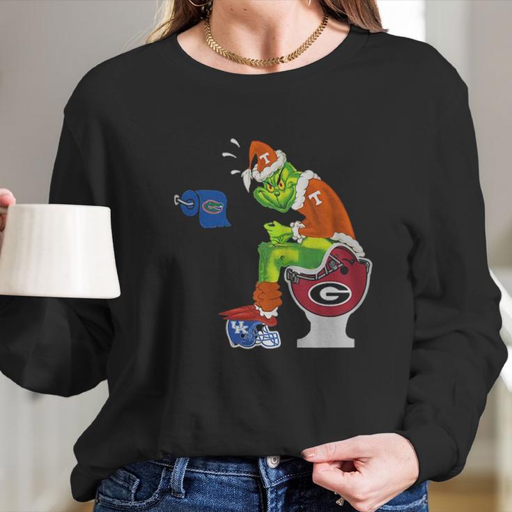 Grinch Santa Tennessee Volunteers Toilet Long Sleeve T-Shirt Gifts for Her