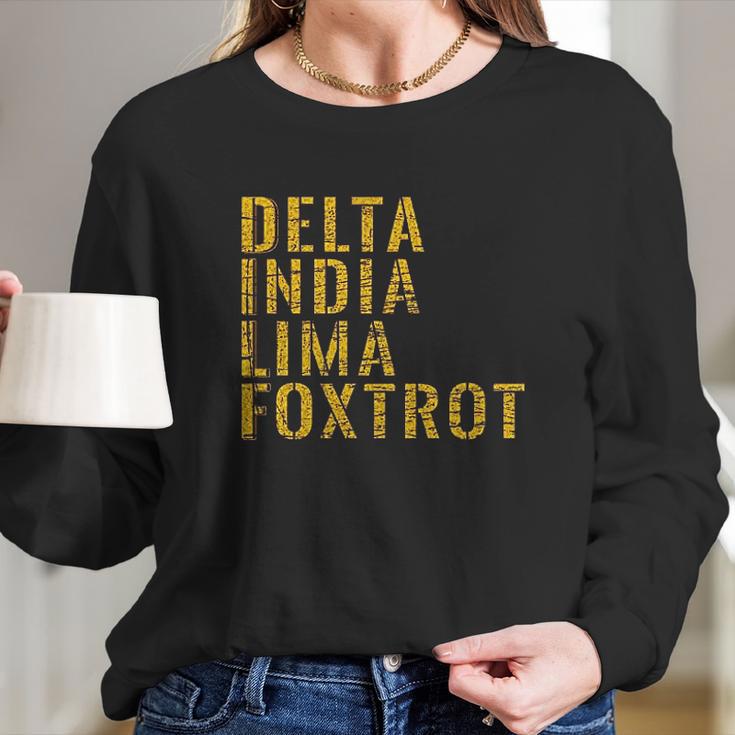 Grunt Style Delta India Lima Foxtrot Mens Maroon Long Sleeve T-Shirt Gifts for Her