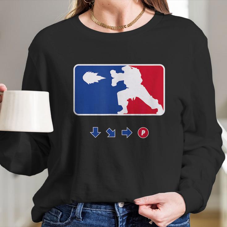 Hadouken Fighting Sports League Funny Arcade Gamer Long Sleeve T-Shirt Gifts for Her