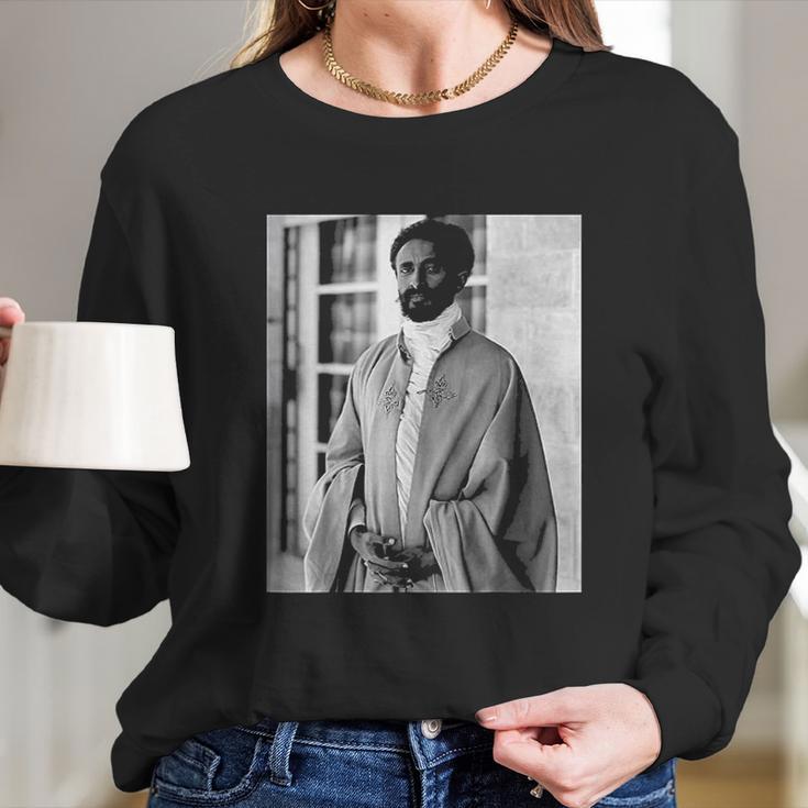 Haile Selassie Ethiopian Emperor Portrait Long Sleeve T-Shirt Gifts for Her