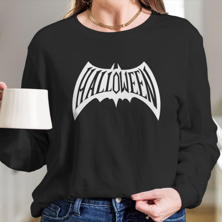 Halloween Man Bat Logo Long Sleeve T-Shirt Gifts for Her