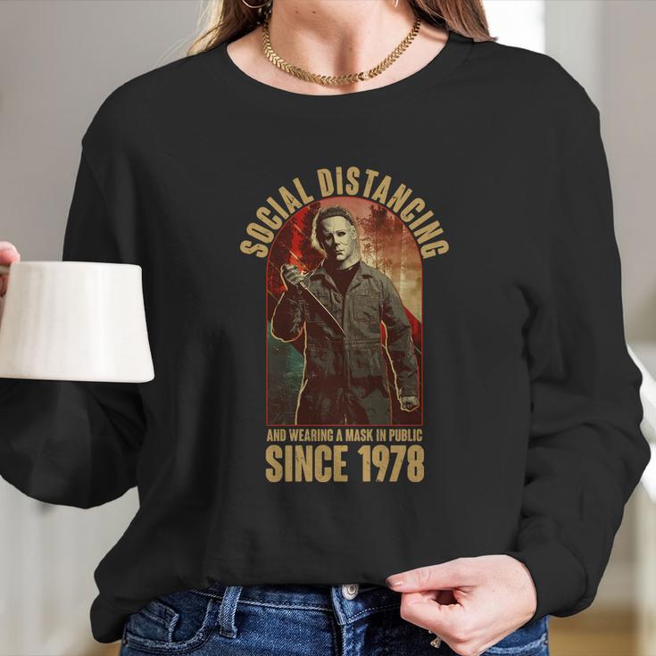 Halloween Social Distancing And Wearing A Mask Since 1978 Long Sleeve T-Shirt Gifts for Her