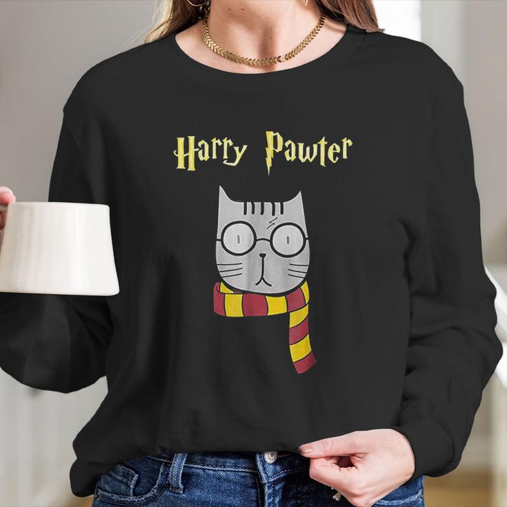 Harry Pawter Funny Magic Cat With Glasses Gift Long Sleeve T-Shirt Gifts for Her