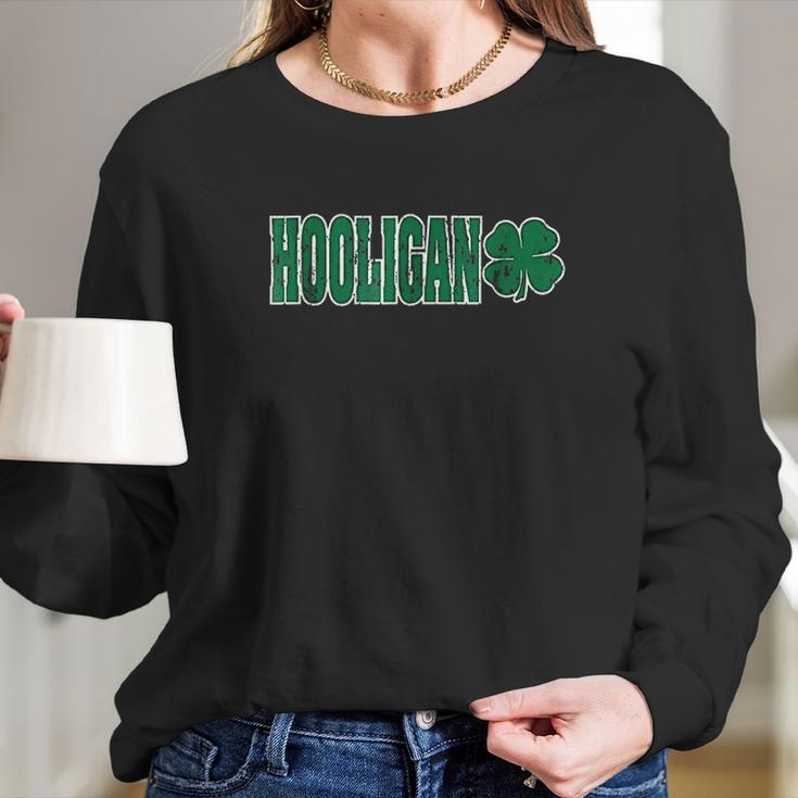 Hooligans St Patricks Day Four Leaf Clover Long Sleeve T-Shirt Gifts for Her