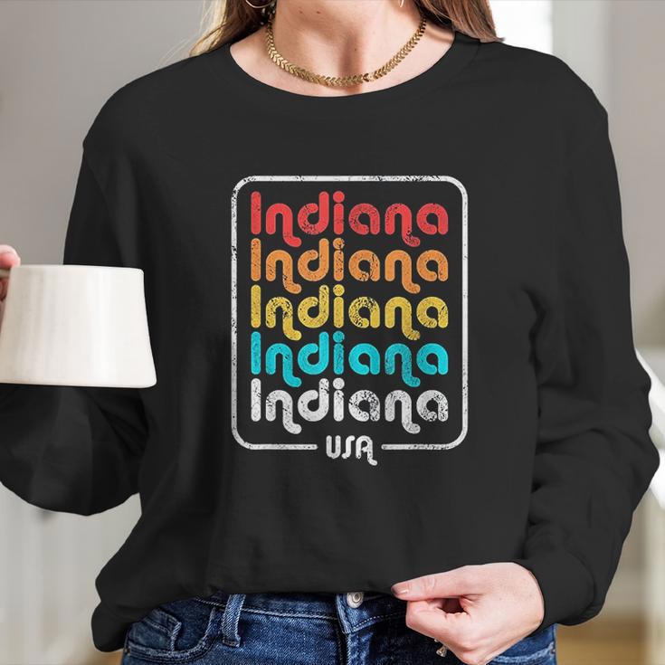 Indiana State Vintage 1970S 1980S Retro Long Sleeve T-Shirt Gifts for Her