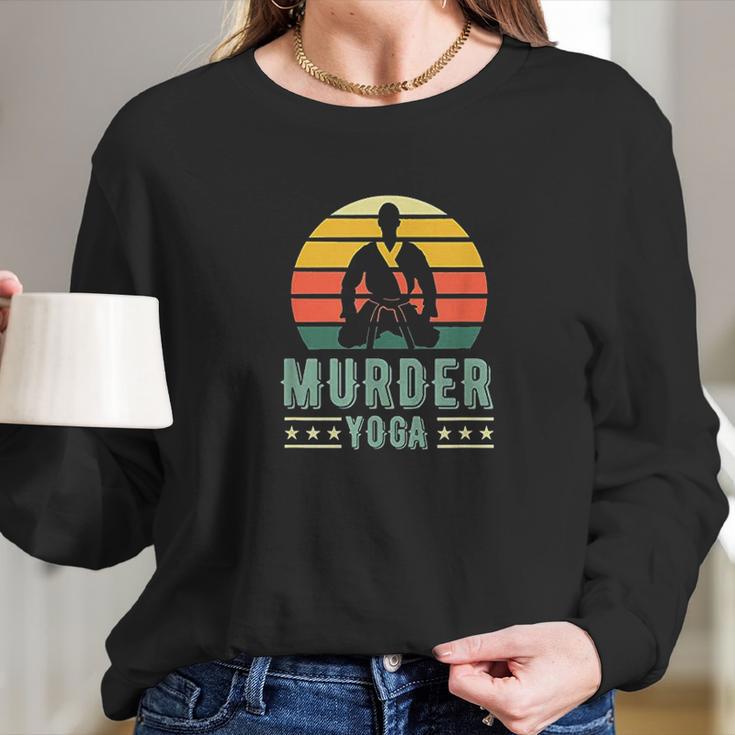 Jiu Jitsu Murder Yoga Vintage Sunset Funny Brazilian Gift Long Sleeve T-Shirt Gifts for Her