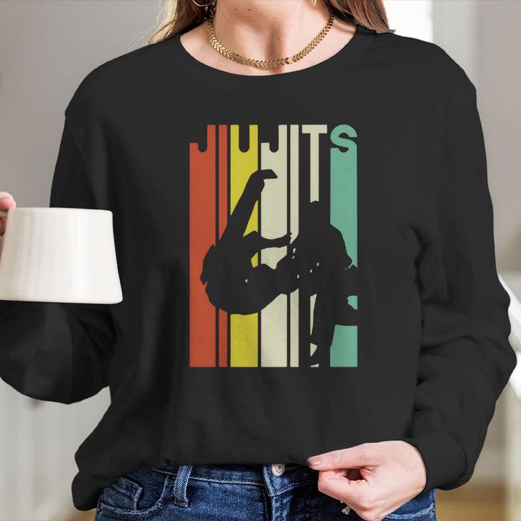 Jiu Jitsu Silhouette Bjj Brazilian Jiu Jitsu Retro Long Sleeve T-Shirt Gifts for Her