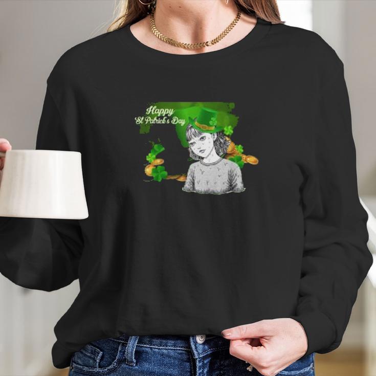 Junji Ito Manga Character Tomie Happy St Patricks Day Art Long Sleeve T-Shirt Gifts for Her