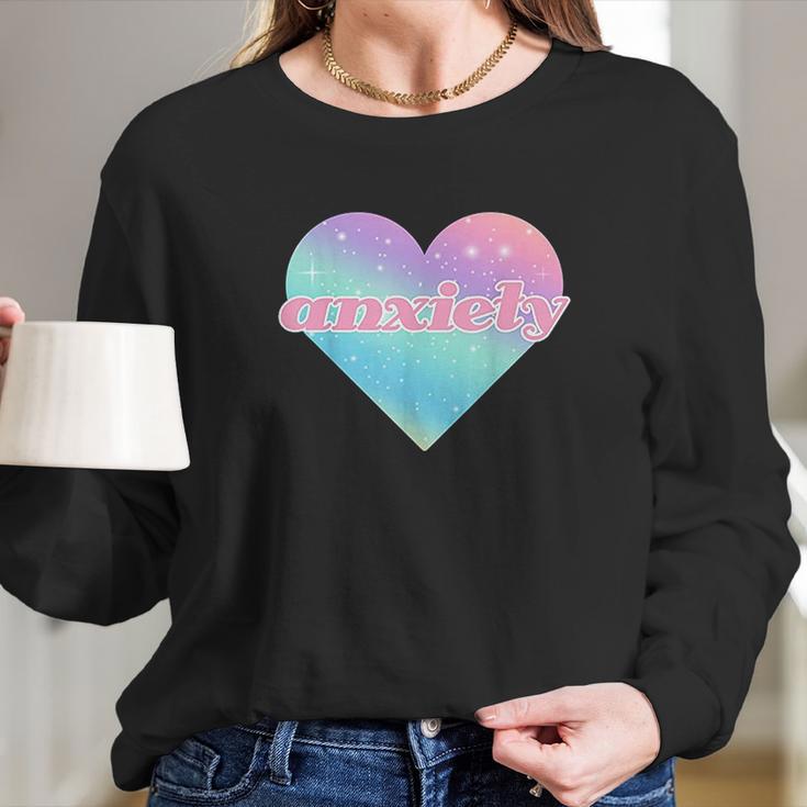 Kawaii Pastel Goth Anxiety Space Heart Long Sleeve T-Shirt Gifts for Her