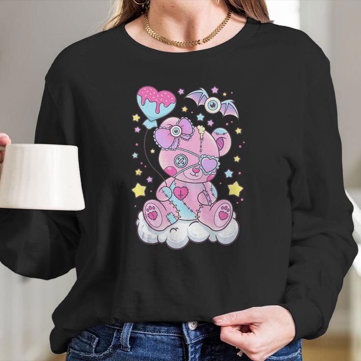 Kawaii Pastel Goth Cute Creepy Bear Long Sleeve T-Shirt Gifts for Her