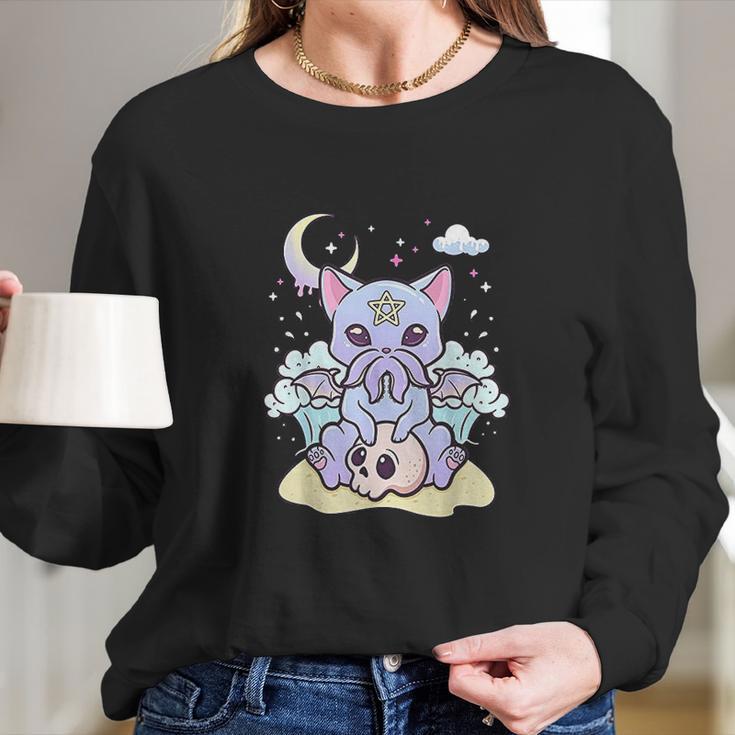 Kawaii Pastel Goth Cute Creepy Creature Skull Long Sleeve T-Shirt Gifts for Her