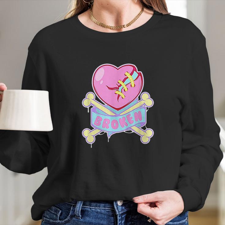 Kawaii Pastel Goth Emo Broken Heart Goth Aesthetic Long Sleeve T-Shirt Gifts for Her