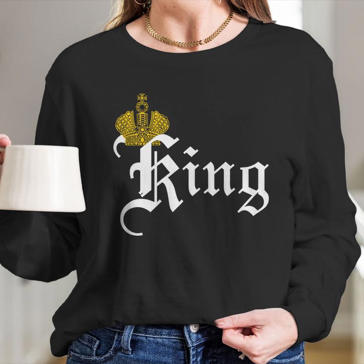 King Crown Old English Logo Long Sleeve T-Shirt Gifts for Her