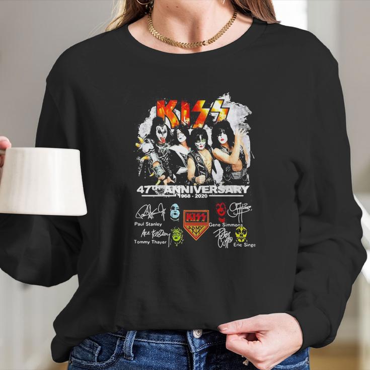 Kiss Band 47Th Anniversary Signatures Long Sleeve T-Shirt Gifts for Her