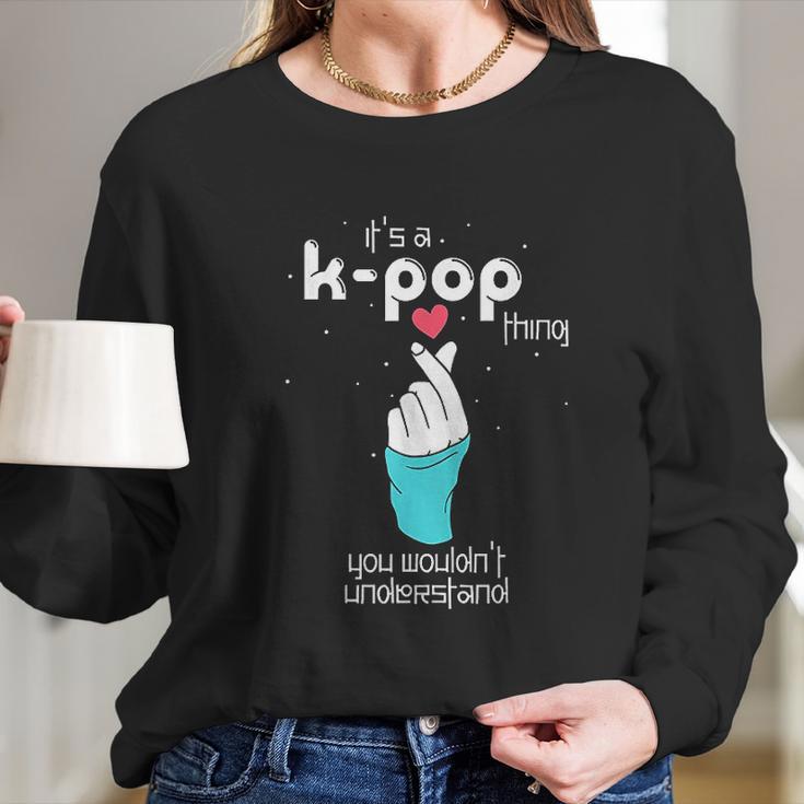 Korean Style Finger Heart Hand Symbol Pop Music Lover K Pop Long Sleeve T-Shirt Gifts for Her