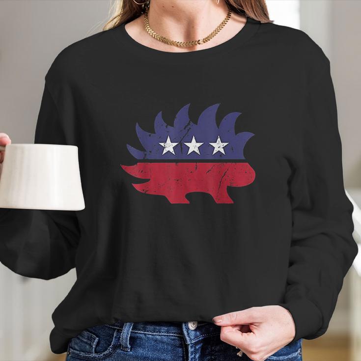 Libertarian Porcupine Party Logo Long Sleeve T-Shirt Gifts for Her