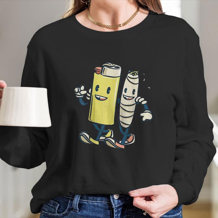 Lighter Joint Friends Smoking Marijuana Long Sleeve T-Shirt Gifts for Her