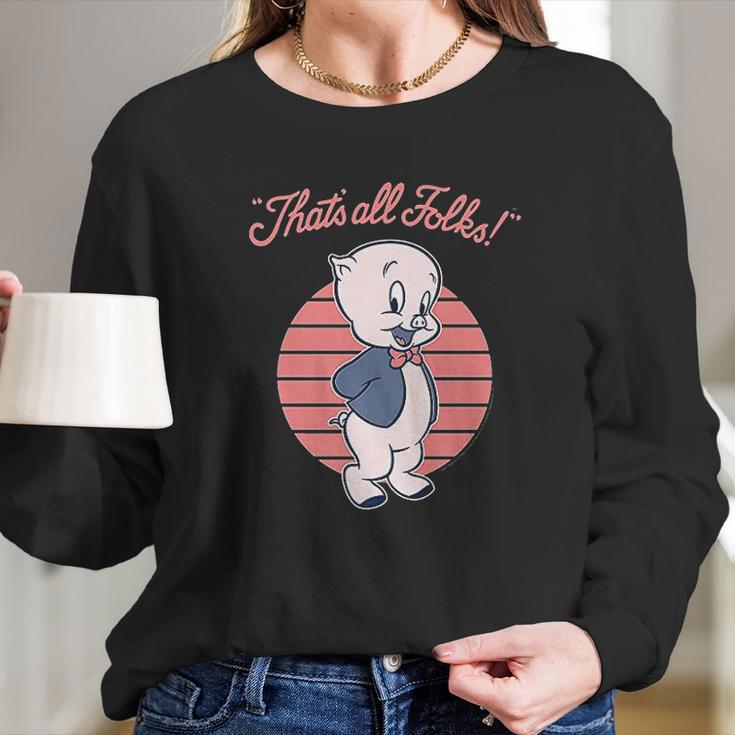 Looney Tunes Porky Pig That Is All Folks Long Sleeve T-Shirt Gifts for Her