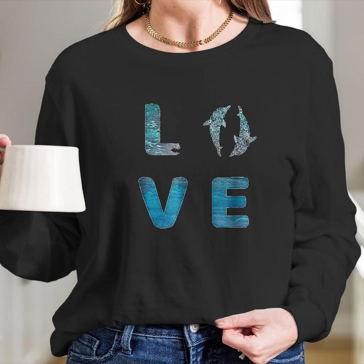 Love Dolphins Sea World Save Ocean Dolphin Lover Long Sleeve T-Shirt Gifts for Her