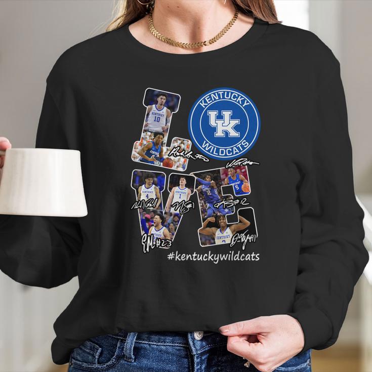 Love Kentucky Wildcats Players Signatures Long Sleeve T-Shirt Gifts for Her