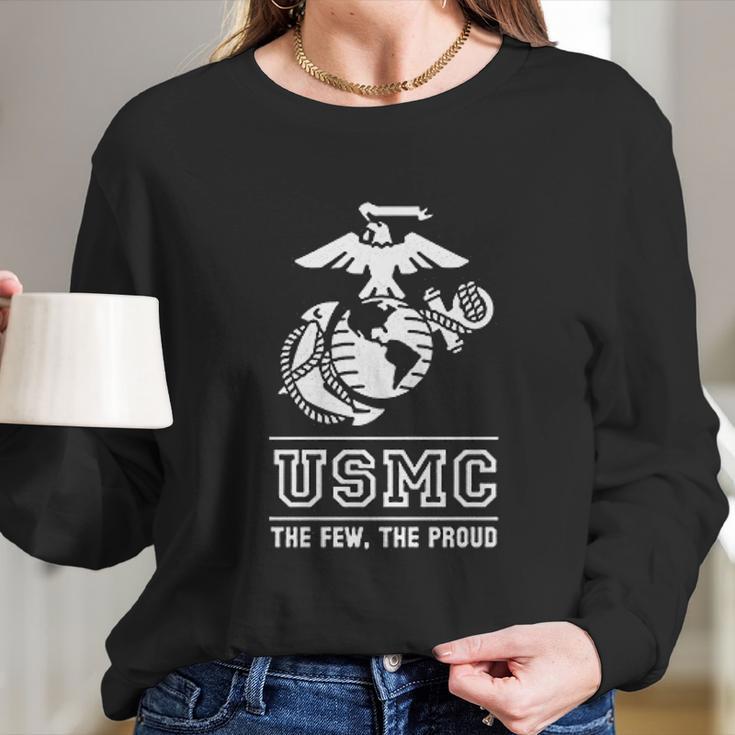 Lucky Ride Marines Usmc The Few The Proud White Emblem Long Sleeve T-Shirt Gifts for Her