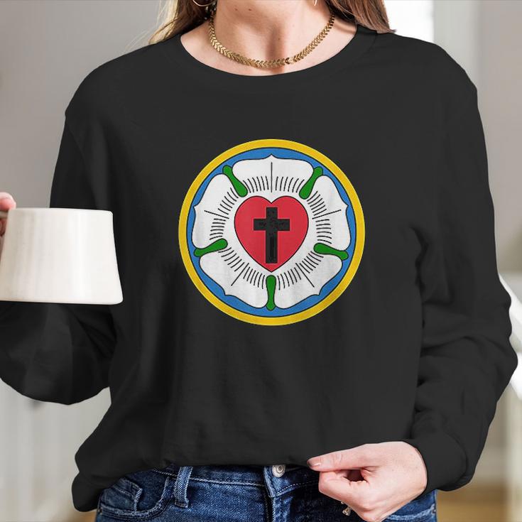 Lutheran 95 Theses Martin Luther Rose Reformation Concords Long Sleeve T-Shirt Gifts for Her