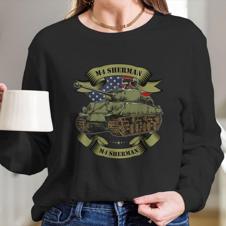 M4 Sherman American Tank Ww2 World War Long Sleeve T-Shirt Gifts for Her