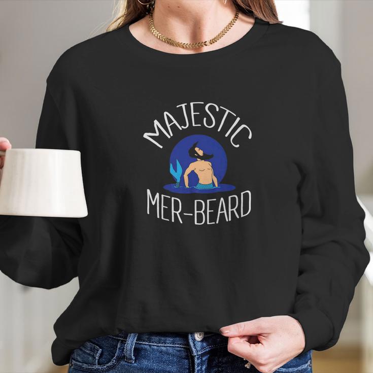 Majestic Merbeard Funny Bearded Mermaid Long Sleeve T-Shirt Gifts for Her