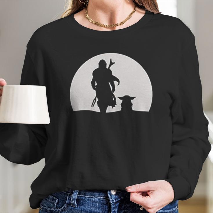 Mando Moon Mandalorian Long Sleeve T-Shirt Gifts for Her