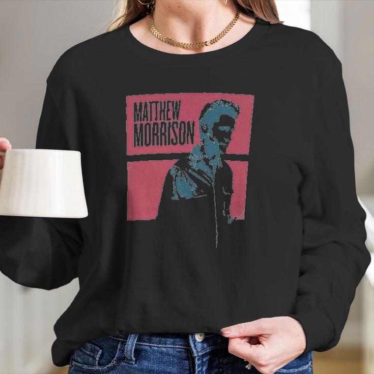 Matthew Morrison Blocks Image Grey Girls Juniors Long Sleeve T-Shirt Gifts for Her