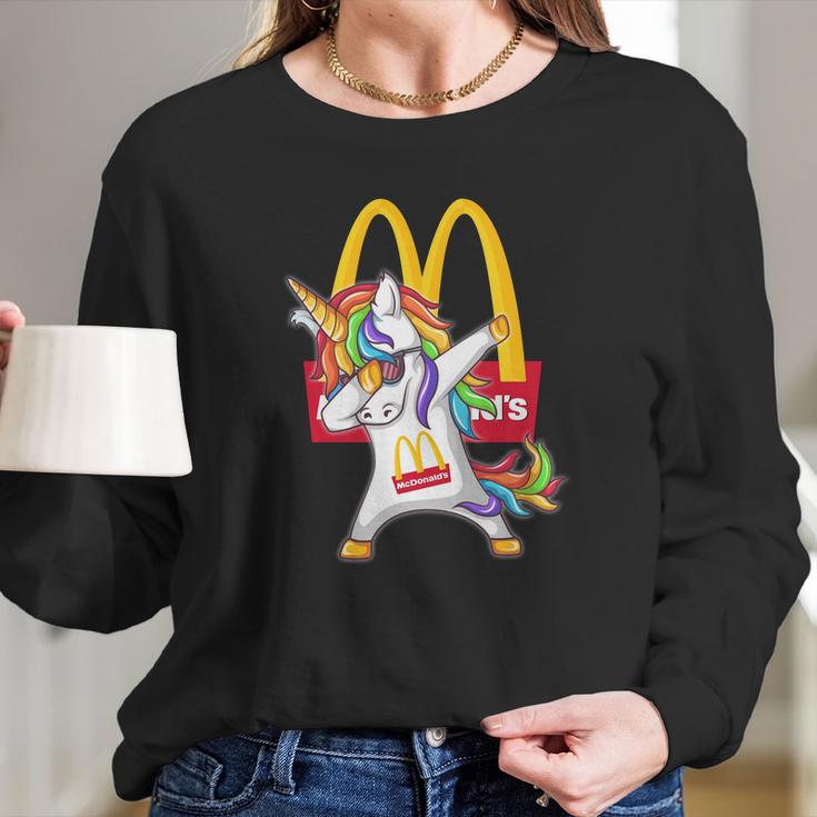 Mcdonalds Unicorn Dabbing Long Sleeve T-Shirt Gifts for Her