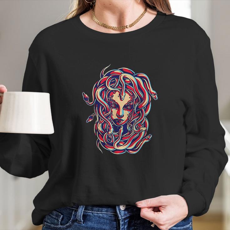 Medusa Head Snake Hair Greek Mythology Gift Long Sleeve T-Shirt Gifts for Her