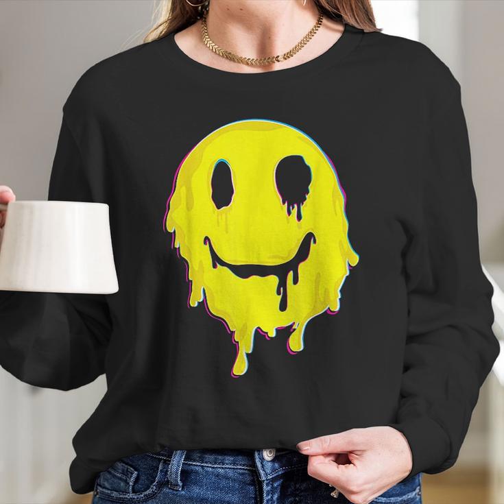 Melting Smiley Face Halloween Long Sleeve T-Shirt Gifts for Her