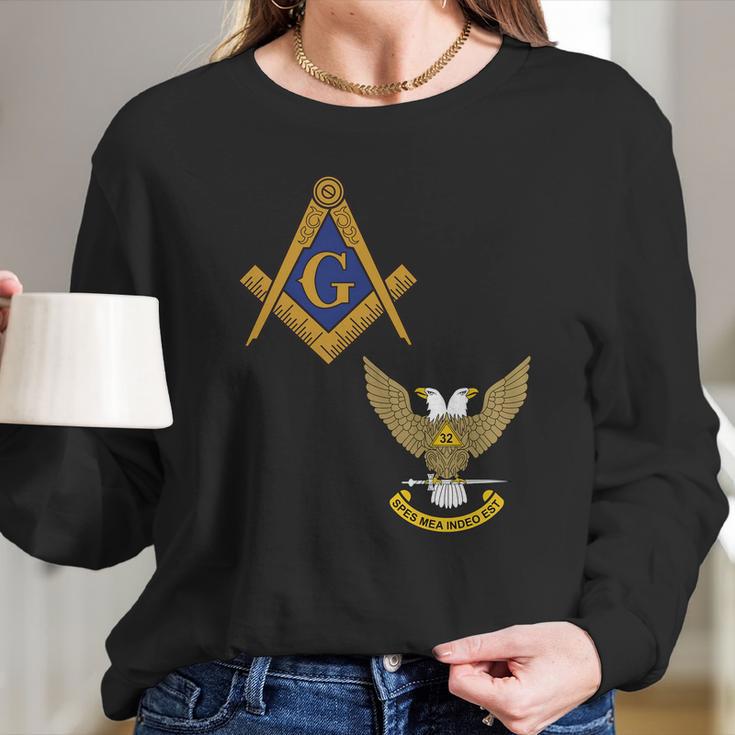 Mens Mason Scottish Rite Split Masonic Wings Up Long Sleeve T-Shirt Gifts for Her