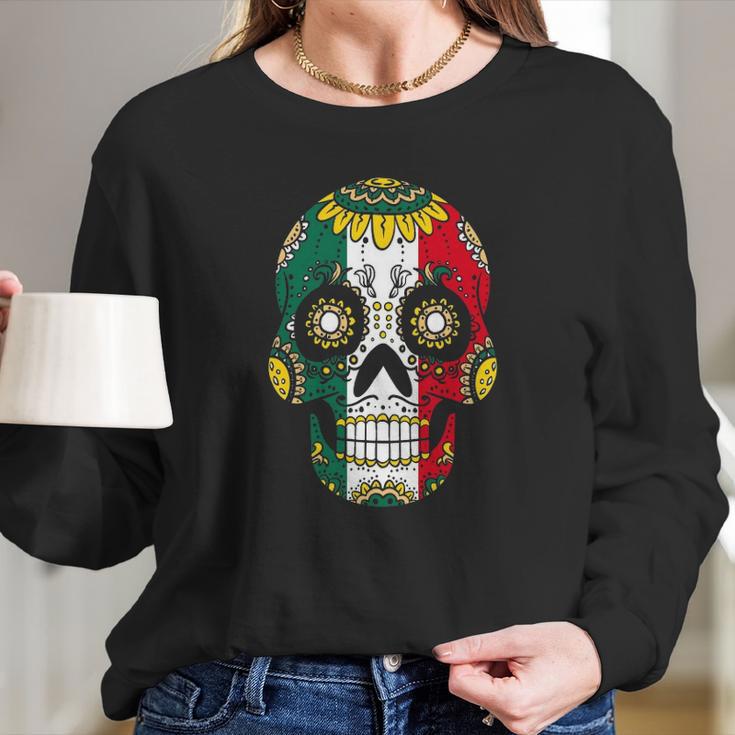 Mens Mexician Dia De Los Muertos Men Sugar Skull Day Of Dead Men Long Sleeve T-Shirt Gifts for Her