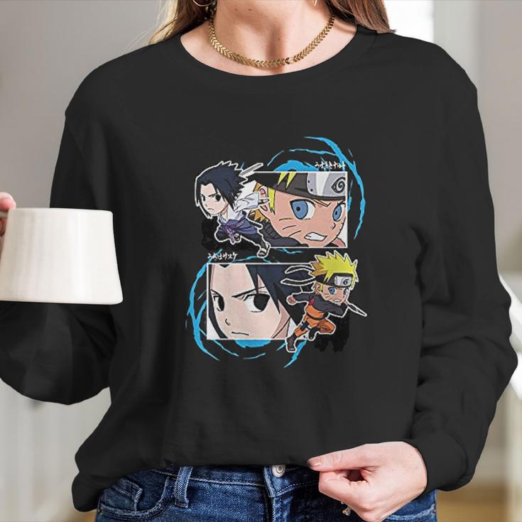 Naruto Shippuden Naruto And Sasuke Sd Fight Frames Long Sleeve T-Shirt Gifts for Her