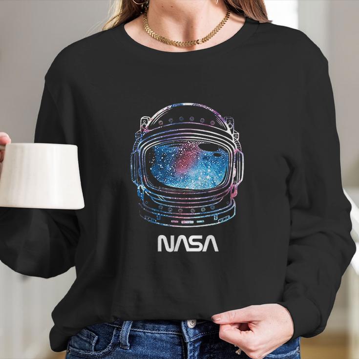 Nasa Galaxy Lineart Fill Helmet Long Sleeve T-Shirt Gifts for Her