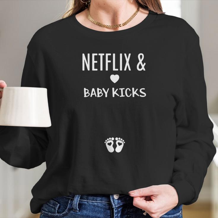 Netflix And Baby Kicks Long Sleeve T-Shirt Gifts for Her