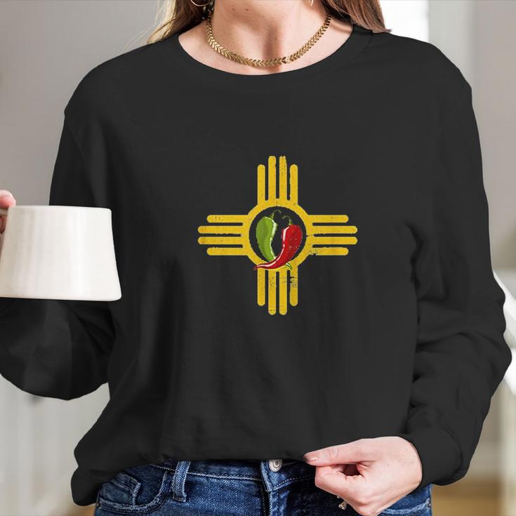 New Mexico Southwest Zia With Red And Green Chile Long Sleeve T-Shirt Gifts for Her