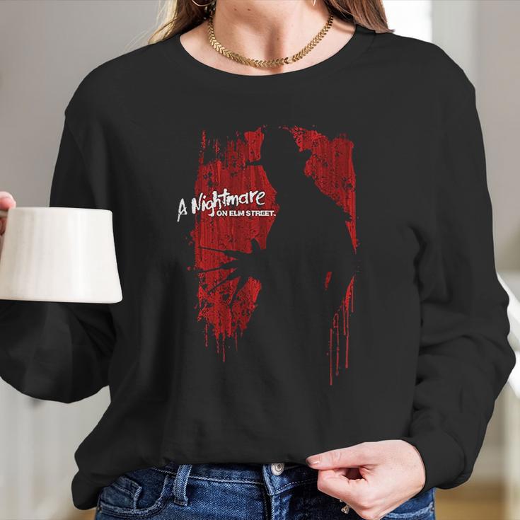 Nightmare On Elm Street Slayer Silhouette Long Sleeve T-Shirt Gifts for Her