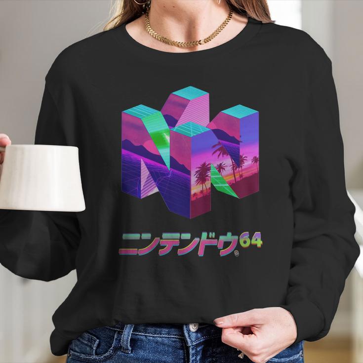 Nintendo 64 Vaporwave N64nintendo64 Console Game Vaporwave Vapor Vape Wave Retro Long Sleeve T-Shirt Gifts for Her