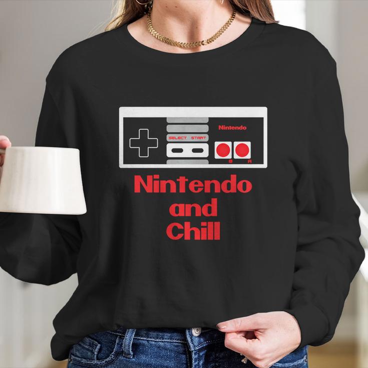 Nintendo And Chill - Nintendo And Chill T-Shirt Long Sleeve T-Shirt Gifts for Her