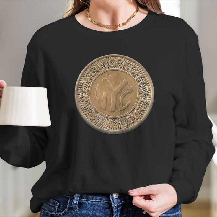 Nyc Subway Token Long Sleeve T-Shirt Gifts for Her