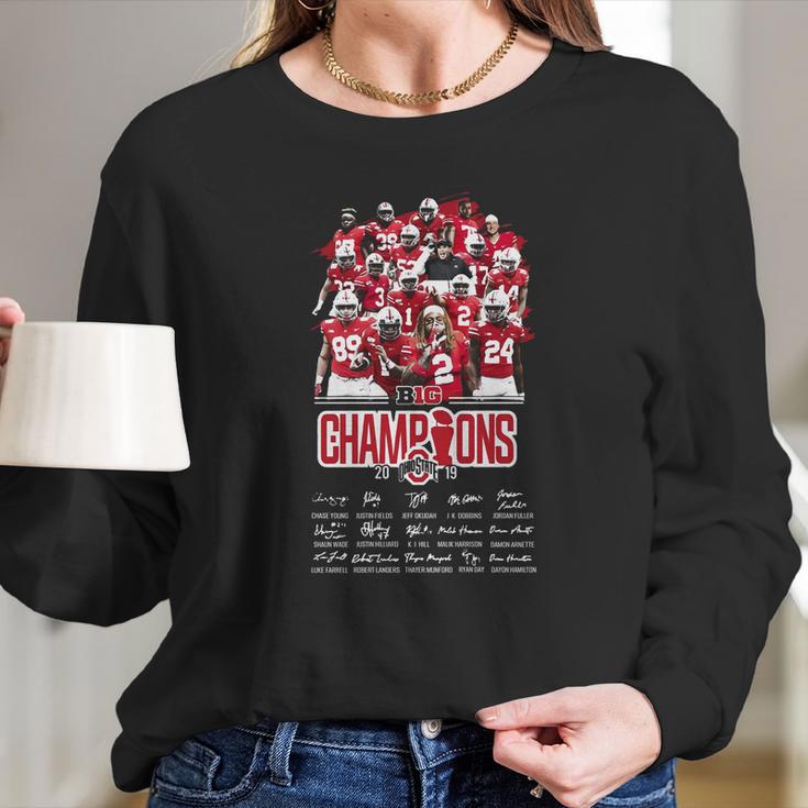 Ohio State Buckeyes Players Big Champions 2019 Signatures Sweater Long Sleeve T-Shirt Gifts for Her