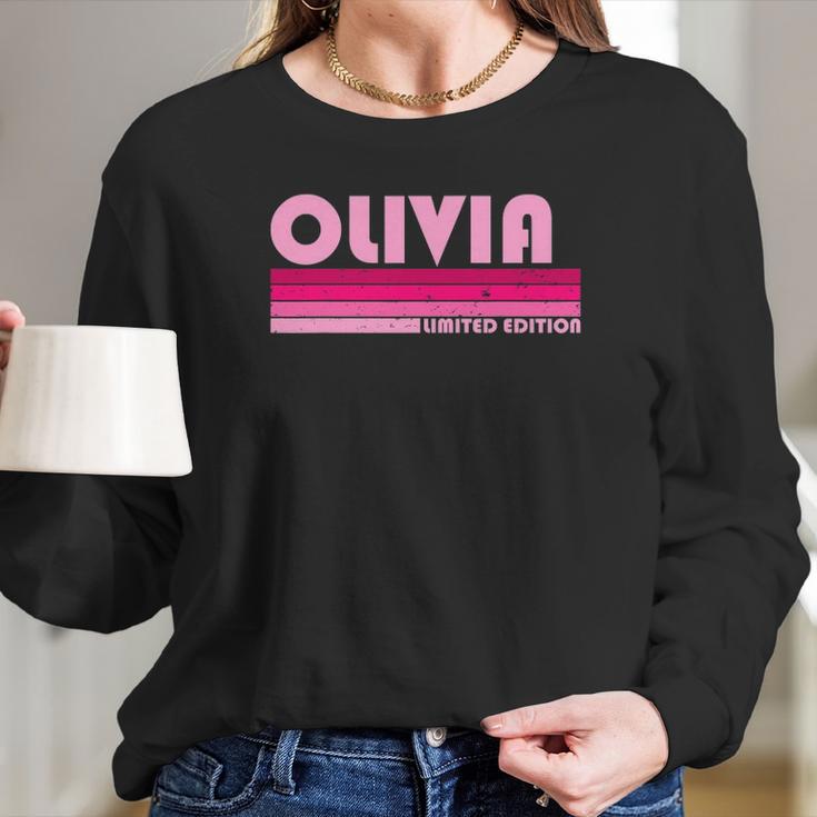 Olivia Name Personalized Retro Vintage 80S 90S Birthday Long Sleeve T-Shirt Gifts for Her