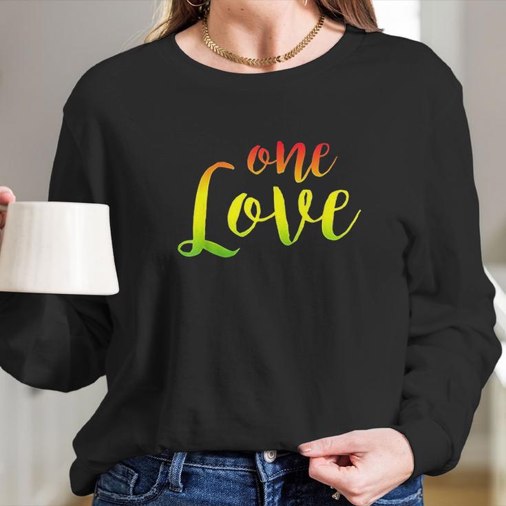 One Love Rasta Reggae Roots Clothing Long Sleeve T-Shirt Gifts for Her