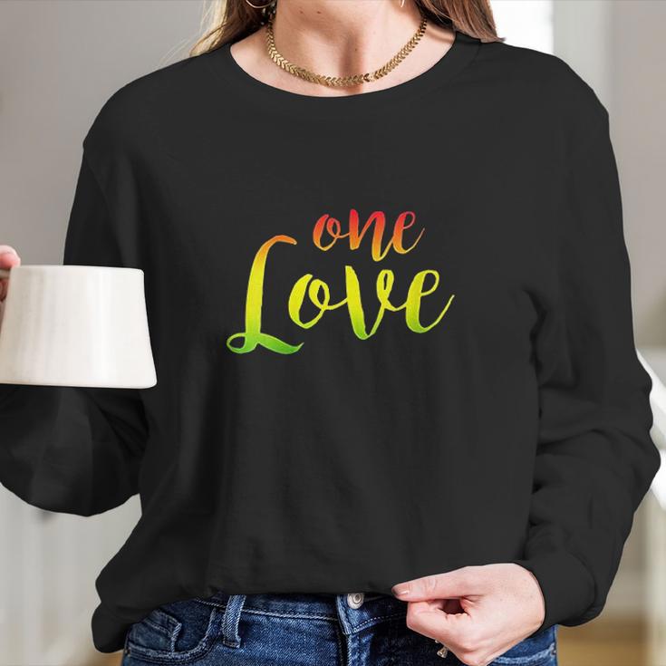 One Love Rasta Reggae Roots Peace Love Long Sleeve T-Shirt Gifts for Her