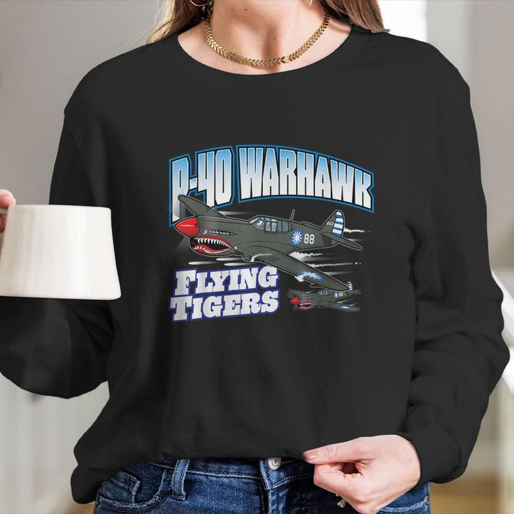 P40 Warhawk Flying Tigers Warbirds Long Sleeve T-Shirt Gifts for Her