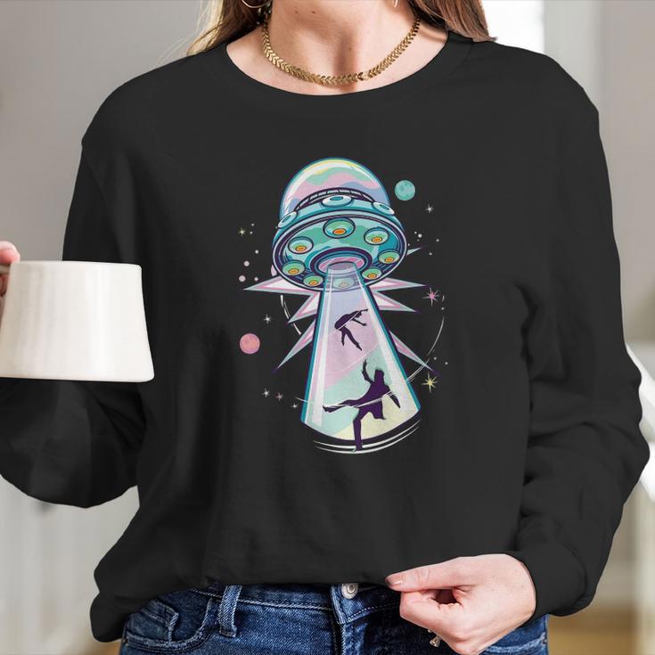 Pastel Goth Alien Abduction Aesthetic Spaceship Nu Goth Long Sleeve T-Shirt Gifts for Her